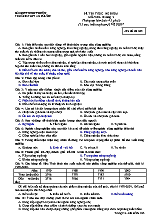 Bài kiểm tra trắc nghiệm môn Hóa học Lớp 10 - Mã đề: 485 - Năm học 2016-2017 - Trường THPT An Phước