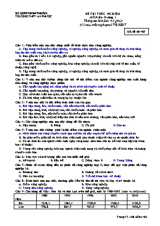 Bài kiểm tra trắc nghiệm môn Hóa học Lớp 10 - Mã đề: 485 - Năm học 2016-2017 - Trường THPT An Phước (Có đáp án)