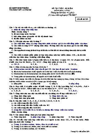 Bài kiểm tra trắc nghiệm môn Hóa học Lớp 11 - Mã đề: 209 - Năm học 2016-2017 - Trường THPT An Phước (Có lời giải)