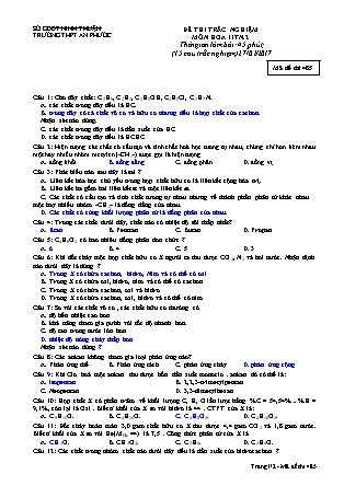 Bài kiểm tra trắc nghiệm môn Hóa học Lớp 11 - Mã đề: 485 - Năm học 2016-2017 - Trường THPT An Phước (Có lời giải)