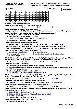 Bài thi 45 phút môn Hóa học Lớp 11 - Mã đề: 485 - Năm học 2016-2017 - Trường THPT An Phước (Có đáp án)