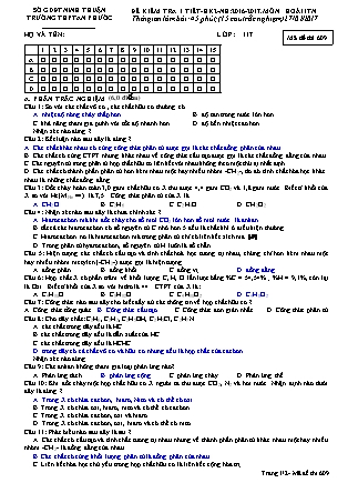 Bài thi 45 phút môn Hóa học Lớp 11 - Mã đề: 609 - Năm học 2016-2017 - Trường THPT An Phước (Có đáp án)