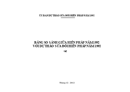 Bảng so sánh giữa Hiến pháp năm 1992 với dự thảo sửa đổi Hiến pháp năm 1992