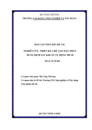 Báo cáo Nghiên cứu, thiết kế, chế tạo máy phun dung dịch sát khuẩn tự động MP-20