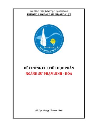 Đề cương chi tiết học phần ngành Sư phạm Sinh - Hóa