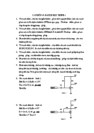 Đề cương môn Điện tử cơ bản
