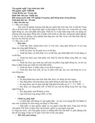 Đề cương môn Lập trình máy tính - Chương trình đào tạo Trung cấp