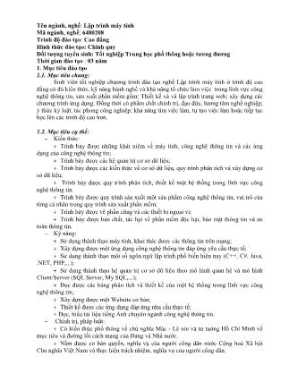 Đề cương môn Lập trình máy tính