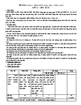 Đề kiểm tra 45 phút Học kì 2 môn Giáo dục công dân Lớp 12 - Năm học 2015-2016 - Trường THPT Phạm Văn Đồng