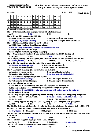 Đề kiểm tra 45 phút Học kì 2 môn Hóa học Lớp 10 nâng cao - Mã đề: 485 - Năm học 2016-2017 - Trường THPT An Phước (Có đáp án)
