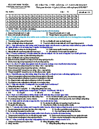 Đề kiểm tra 45 phút Học kì II môn Địa lí Lớp 12 - Năm học 2016-2017 - Trường THPT An Phước (Có đáp án)
