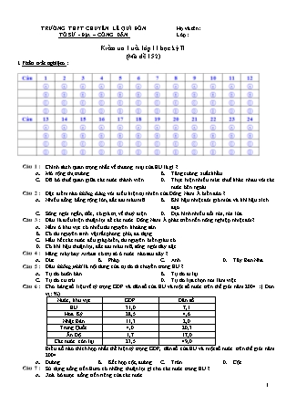 Đề kiểm tra 45 phút môn Địa lí Lớp 11 - Mã đề: 152 - Năm học 2016-2017 - Trường THPT Lê Quý Đôn