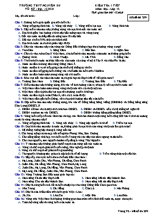 Đề kiểm tra 45 phút môn Địa lí Lớp 12 - Mã đề: 209 - Trường THPT Nguyễn Du