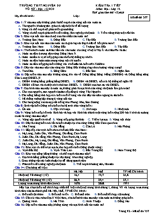 Đề kiểm tra 45 phút môn Địa lí Lớp 12 - Mã đề: 357 - Trường THPT Nguyễn Du