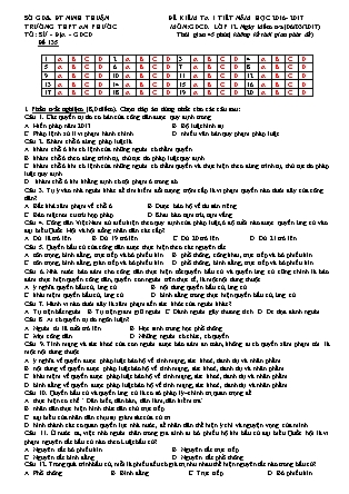 Đề kiểm tra 45 phút môn Giáo dục công dân Lớp 12 - Năm học 2016-2017 - Trường THPT An Phước