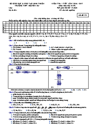 Đề kiểm tra 45 phút môn Hóa học Lớp 10 nâng cao - Bài số 2 - Năm học 2016-2017 - Trường THPT Nguyễn Du