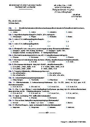 Đề kiểm tra 45 phút môn Hóa học Lớp 11 - Mã đề: KT1 - Năm học 2016-2017 - Trường THPT An Phước (Có đáp án)