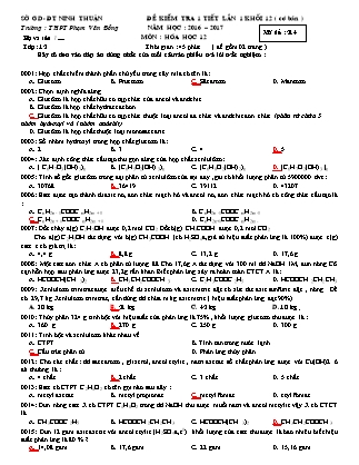 Đề kiểm tra 45 phút môn Hóa học Lớp 12 - Bài số 1 - Mã đề: 214 - Năm học 2016-2017 - Trường THPT Phạm Văn Đồng (Có đáp án)