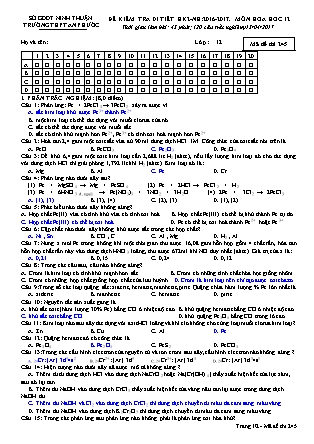 Đề kiểm tra 45 phút môn Hóa học Lớp 12 - Mã đề: 245 - Năm học 2016-2017 - Trường THPT An Phước (Có đáp án)