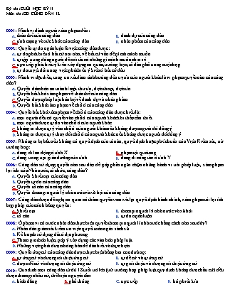 Đề kiểm tra Cuối học kì 2 môn Giáo dục công dân Lớp 12 - Năm học 2016-2017 - Trường THPT Tôn Đức Thắng