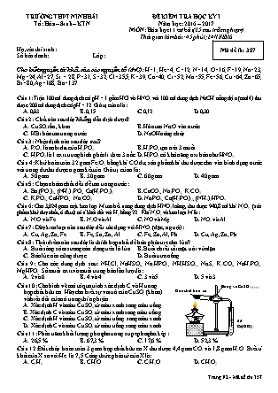 Đề kiểm tra Học kì 1 môn Hóa học Lớp 11 - Mã đề: 357 - Năm học 2016-2017 - Trường THPT Ninh Hải (Có đáp án)