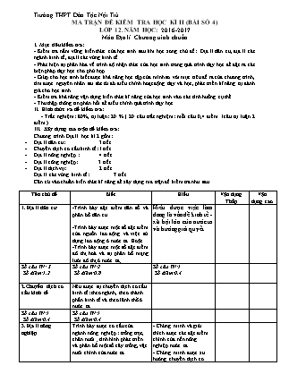 Đề kiểm tra Học kì 2 môn Địa lí Lớp 11 - Bài số 4 - Năm học 2016-2017 - Trường THPT DTNT Ninh Thuận (Có đáp án)