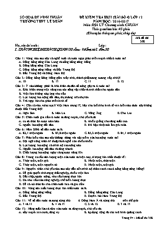 Đề kiểm tra Học kì 2 môn Địa lí Lớp 12 - Bài số 4 - Mã đề: 358 - Năm học 2016-2017 - Trường THPT Lê Duẩn (Có đáp án)