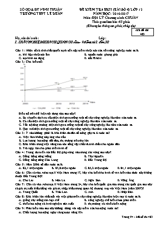 Đề kiểm tra Học kì 2 môn Địa lí Lớp 12 - Bài số 4 - Mã đề: 483 - Năm học 2016-2017 - Trường THPT Lê Duẩn (Có đáp án)