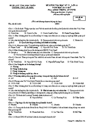 Đề kiểm tra Học kì 2 môn Giáo dục quốc phòng Lớp 10 - Mã đề: 132 - Năm học 2016-2017 - Trường THPT Lê Duẩn (Có đáp án)