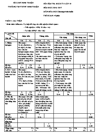 Đề kiểm tra Học kì 2 môn Hóa học Lớp 10 - Năm học 2016-2017 - Trường THPT DTNT Ninh Thuận (Có đáp án)