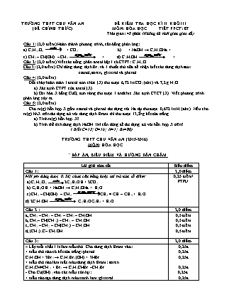 Đề kiểm tra Học kì 2 môn Hóa học Lớp 11 - Năm học 2015-2016 - Trường THPT Chu Văn An (Có đáp án)