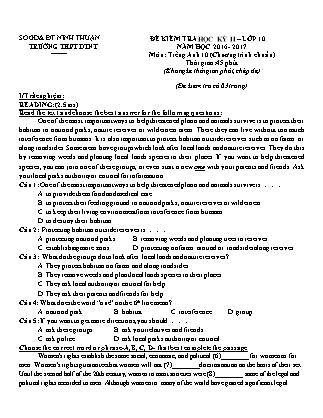 Đề kiểm tra Học kì 2 môn Tiếng Anh Lớp 10 - Năm học 2016-2017 - Trường THPT Dân tộc nội trú (Có đáp án)