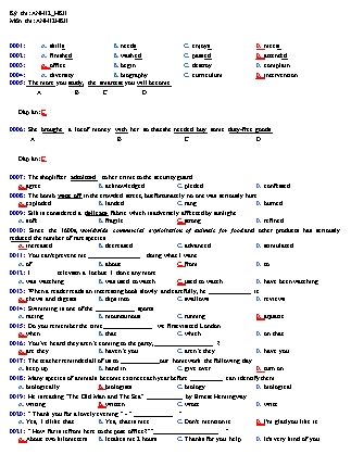 Đề kiểm tra Học kì 2 môn Tiếng Anh Lớp 12 - Năm học 2016-2017 (Có đáp án)