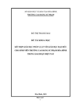 Đề tài Kết hợp giáo dục pháp luật với giáo dục đạo đức cho sinh viên trường Cao đẳng Sư phạm Hòa Bình trong giai đoạn hiện nay