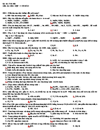 Đề thi Hóa học Lớp 11 - Năm học 2016-2017 (Có đáp án)