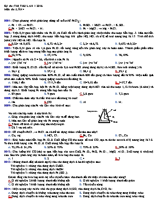 Đề thi thử môn Hóa học Lớp 12 - Năm học 2015-2016 - Trường THPT Tôn Đức Thắng