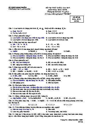 Đề thi thử Quốc gia môn Địa lí Lớp 10 nâng cao - Mã đề: 10TN2 - Trường THPT An Phước (Có đáp án)