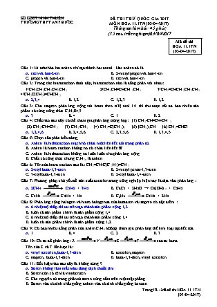 Đề thi thử Quốc gia môn Hóa học Lớp 11 - Mã đề: 11.1TN - Trường THPT An Phước (Có đáp án)