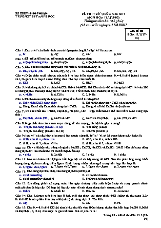Đề thi thử Quốc gia môn Hóa học Lớp 12 - Mã đề: 12.2 - Trường THPT An Phước (Có đáp án)