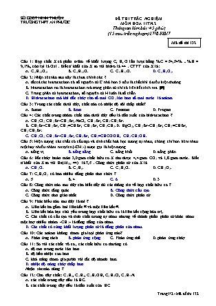 Đề thi trắc nghiệm môn Hóa học Khối 11 - Mã đề: 132 - Năm học 2016-2017 - Trường THPT An Phước (Có lời giải)