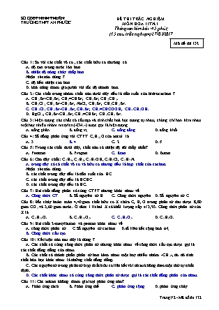 Đề thi trắc nghiệm môn Hóa học Lớp 11 - Mã đề: 132 - Năm học 2016-2017 - Trường THPT An Phước (Có lời giải)