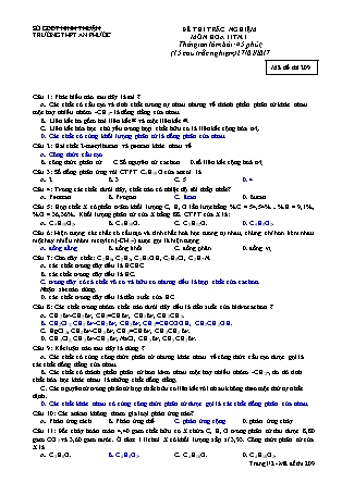 Đề thi trắc nghiệm môn Hóa học Lớp 11 - Mã đề: 209 - Năm học 2016-2017 - Trường THPT An Phước (Có lời giải)