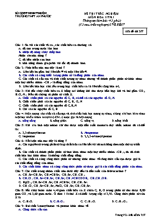 Đề thi trắc nghiệm môn Hóa học Lớp 11 - Mã đề: 357 - Năm học 2016-2017 - Trường THPT An Phước (Có lời giải)