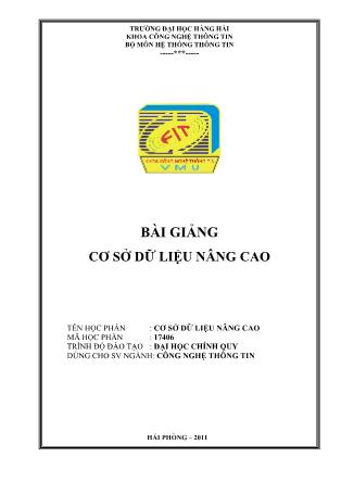 Giáo trình Cơ sở dữ liệu nâng cao - Trường Đại học Hàng Hải
