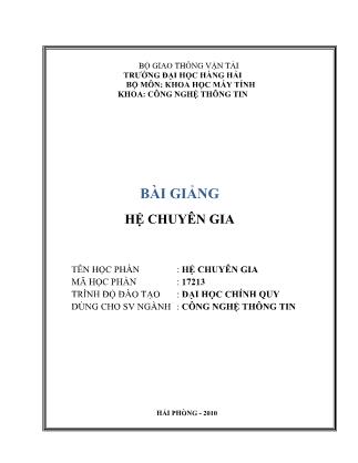 Giáo trình Hệ chuyên gia - Trường Đại học Hàng Hải