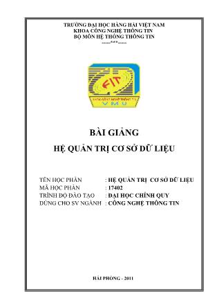 Giáo trình Hệ quản trị cơ sở dữ liệu - Trường Đại học Hàng Hải