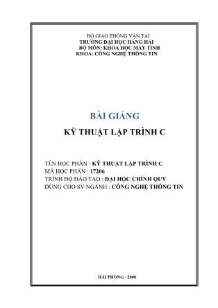 Giáo trình Kỹ thuật lập trình C - Trường Đại học Hàng Hải