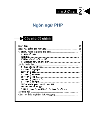 Giáo trình Lập trình PHP cơ bản - Chương 2: Ngôn ngữ PHP