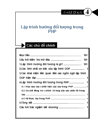 Giáo trình Lập trình PHP cơ bản - Chương 4: Lập trình hướng đối tượng trong PHP