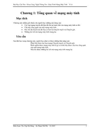 Giáo trình Mạng máy tính - Trường Đại học Cần Thơ